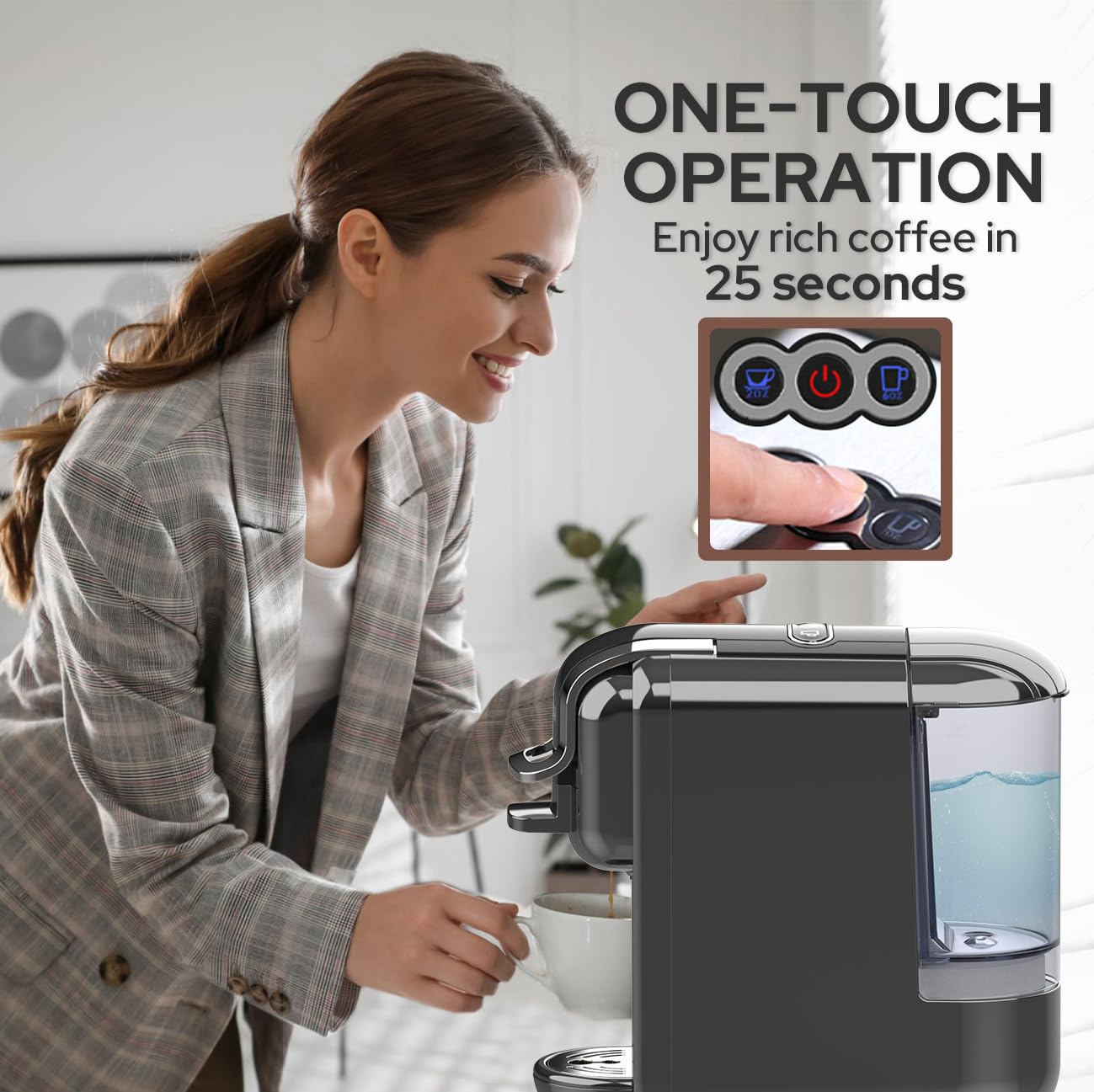 COSTAR 2-in-1 Espresso Machine for Capsules & Coffee Powder, 20 Bar Capsules Coffee Machine, Coffee Maker Machine for Home W/NS Original Capsules, Fast Heating System, Simple Touch Operation, 1450W