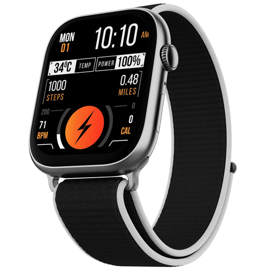 Fire-Boltt Ninja X Ring Smart Watch 1.96" Always On Display Bluetooth Calling, Voice Assistant, SpO2 & Heart Rate, 120+ Sports Modes, IP67 Waterproof Smartwatch for Men & Women - Black Nylon