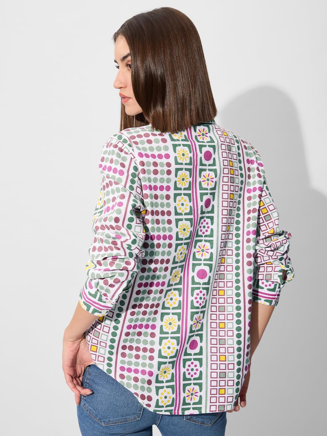 The Souled Store Originals: Aztec Women and Girls Long Sleeve Collared Neck Button Down Boyfriend Shirts Womens Boyfriend Shirts Casual Button-Down Full Sleeve Solid Short Sleeve Casual Workwear