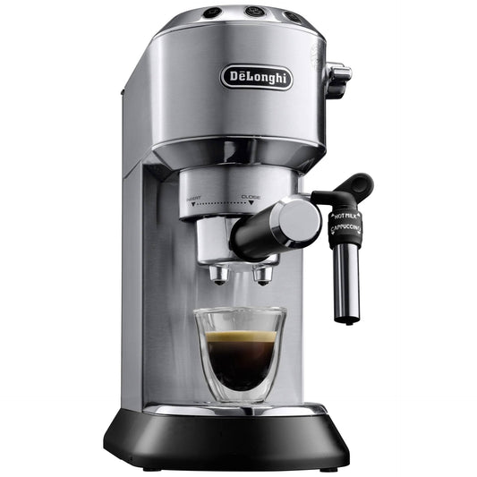 DeLonghi EC685.M |Dedica Style| Pump Espresso Coffee Machine | Espresso, Cappuccino, Latte & More Recipe Options | 15 Bar Pressure | 1350 W | Free Demo & Installation (Metal)