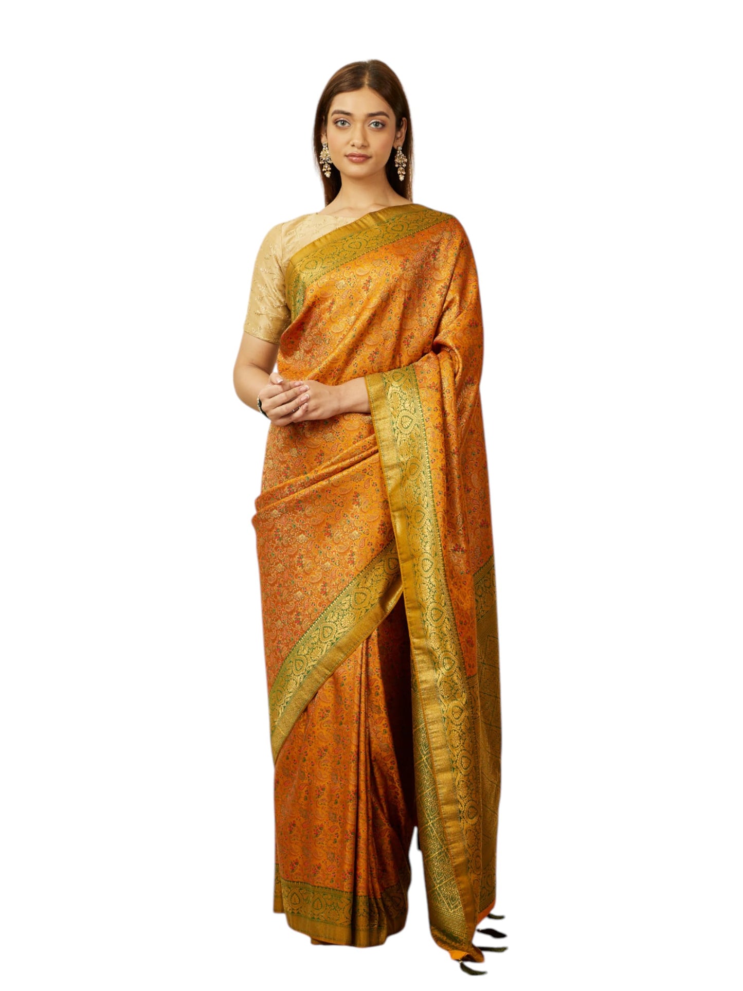 MOHEY Women's Mustard Yellow Art Silk Zari Weave Saree (MUSTARD YELLOW)