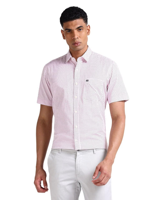 Arrow Sport Short Sleeve Geometric Print Shirt Light Pink