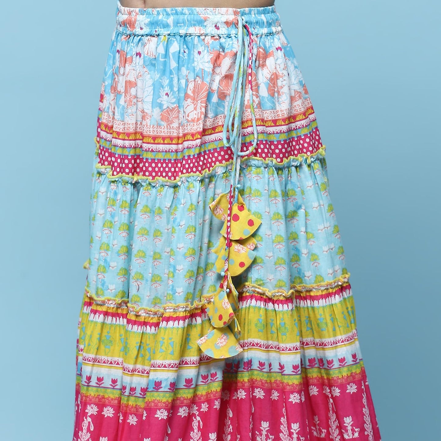 BIBA Girls Cotton Relaxed Lehenga Set Readymade Yellow 9Yrs