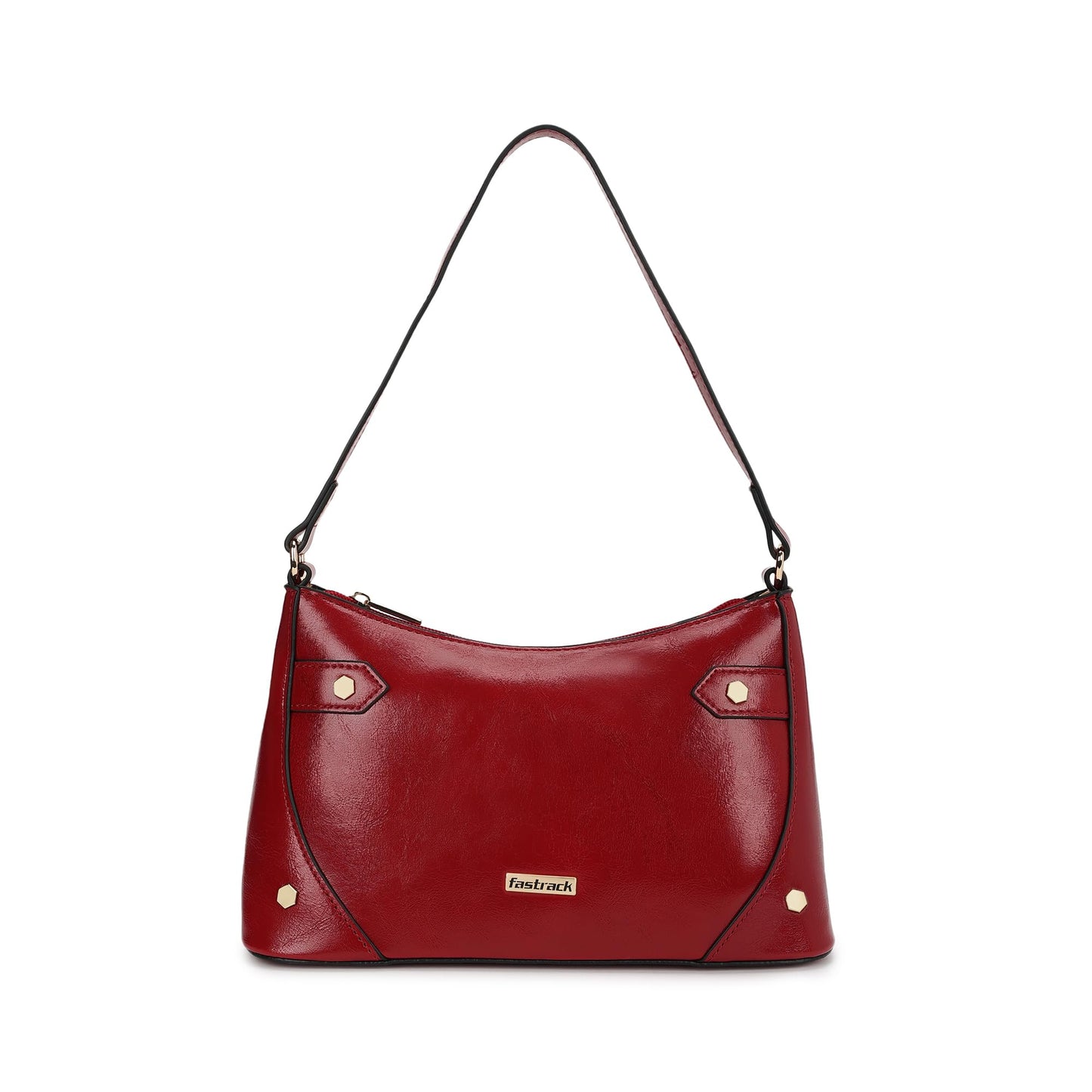 Fastrack Women's Stud Detail Shoulder Bag with Top Zip Closure | Trendy Stitching and Metal Stud Accents, Inner Zip and Slip Pockets | Comfortable Shoulder Strap | Trendy Women's Handbags