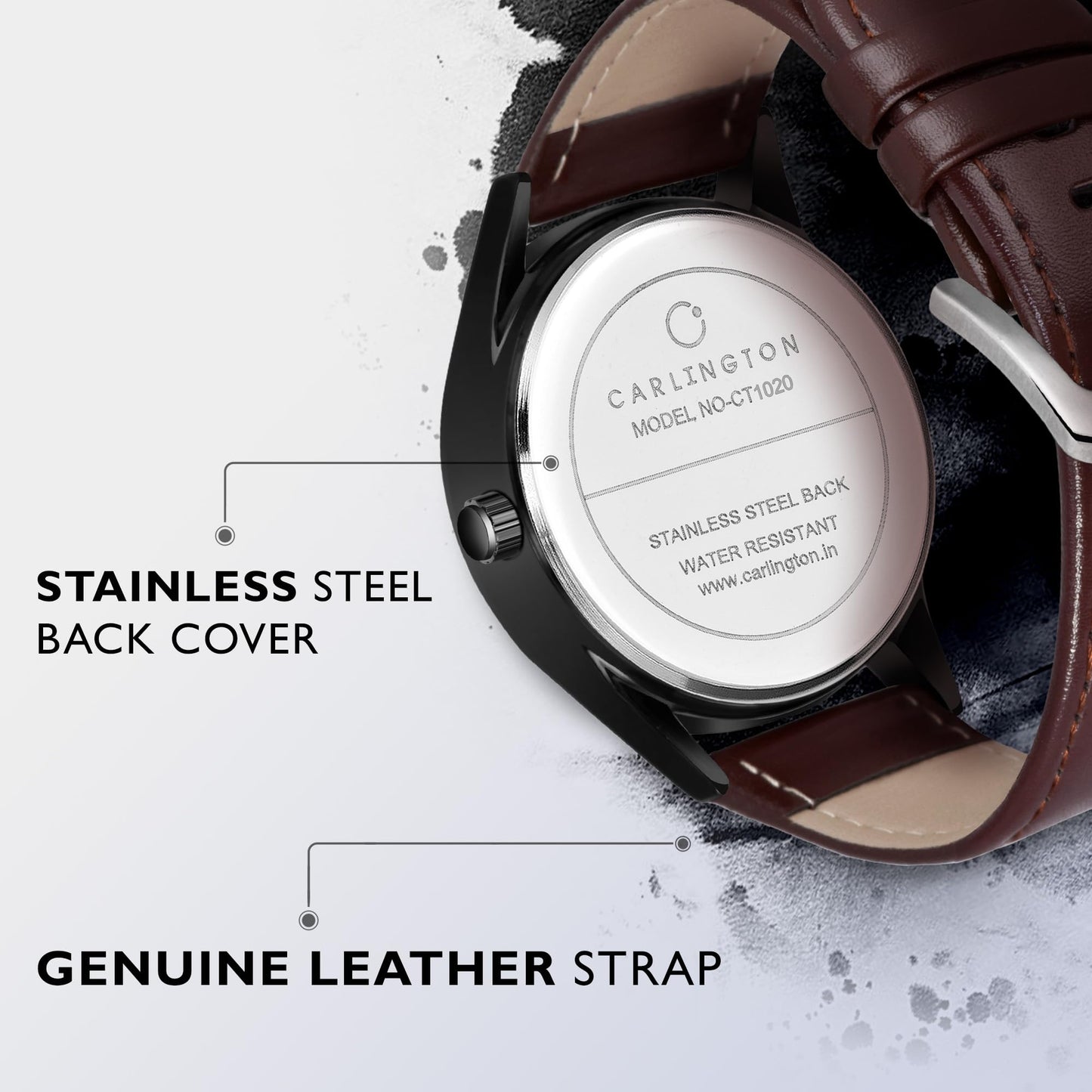 Carlington Analog Men's Wrist Watch with Leather Strap - CT 1020 BrownBlack