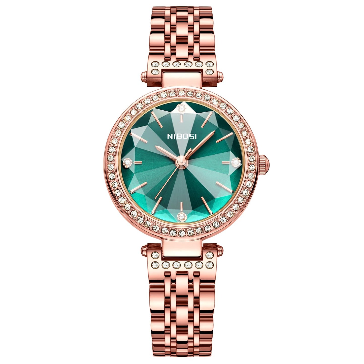 NIBOSI Women Stainless Steel Watches Analog Rose Gold Square Dial Women's Watch For Girls&Miss&Ladies Diamond Studded With Stylish Watches Waterproof, Band Color-Rose Gold