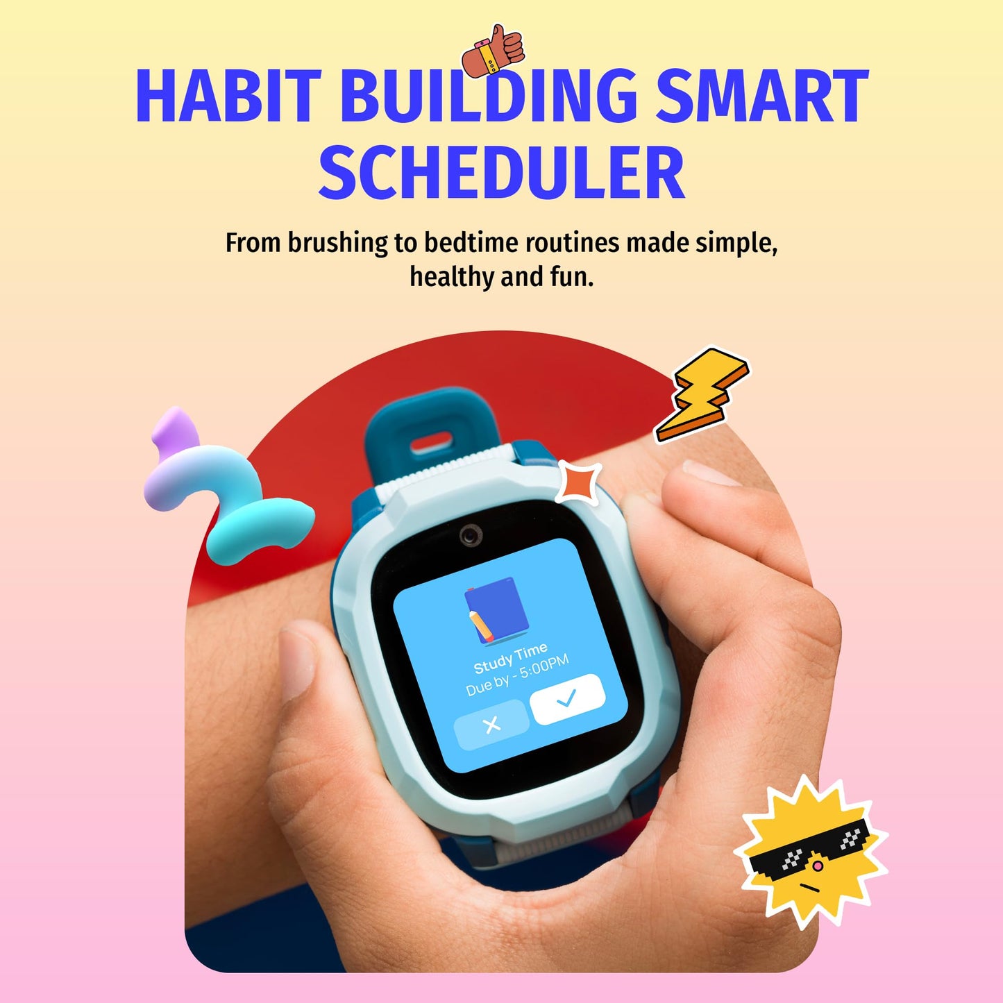 Noise Junior Explorer 2 Smart Watch for Kids with 4G SIM Compatible, 2-Way Video & Voice Calling, Geofencing, Real Time Location Monitoring via Google Maps, IP68, SOS Emergency Alerts (Power Pixel)