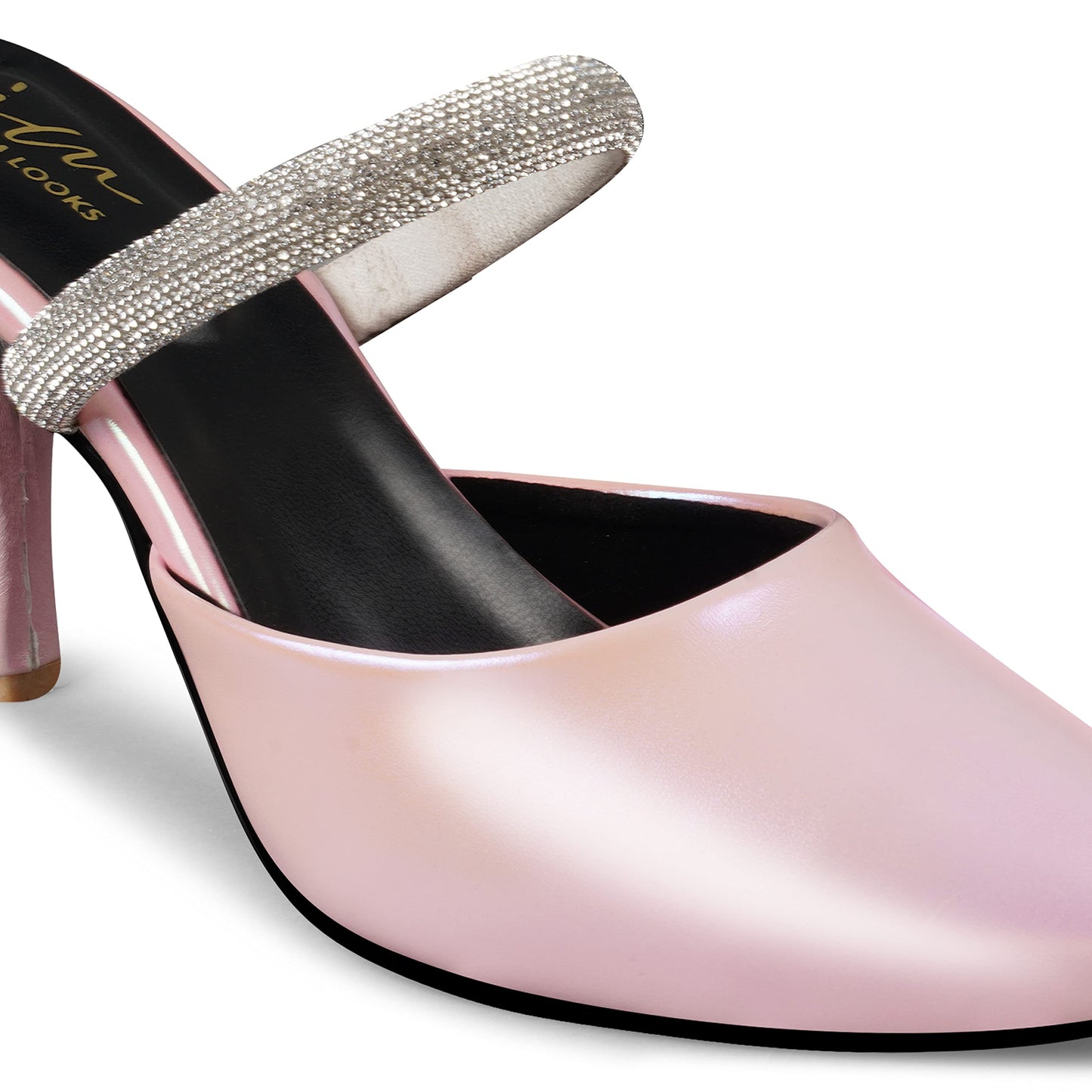 JM LOOKS Womens Block Heel Stylish Fashionable Pointed Toe Comfertable Sandal, Color-Peach I Uk Size-3