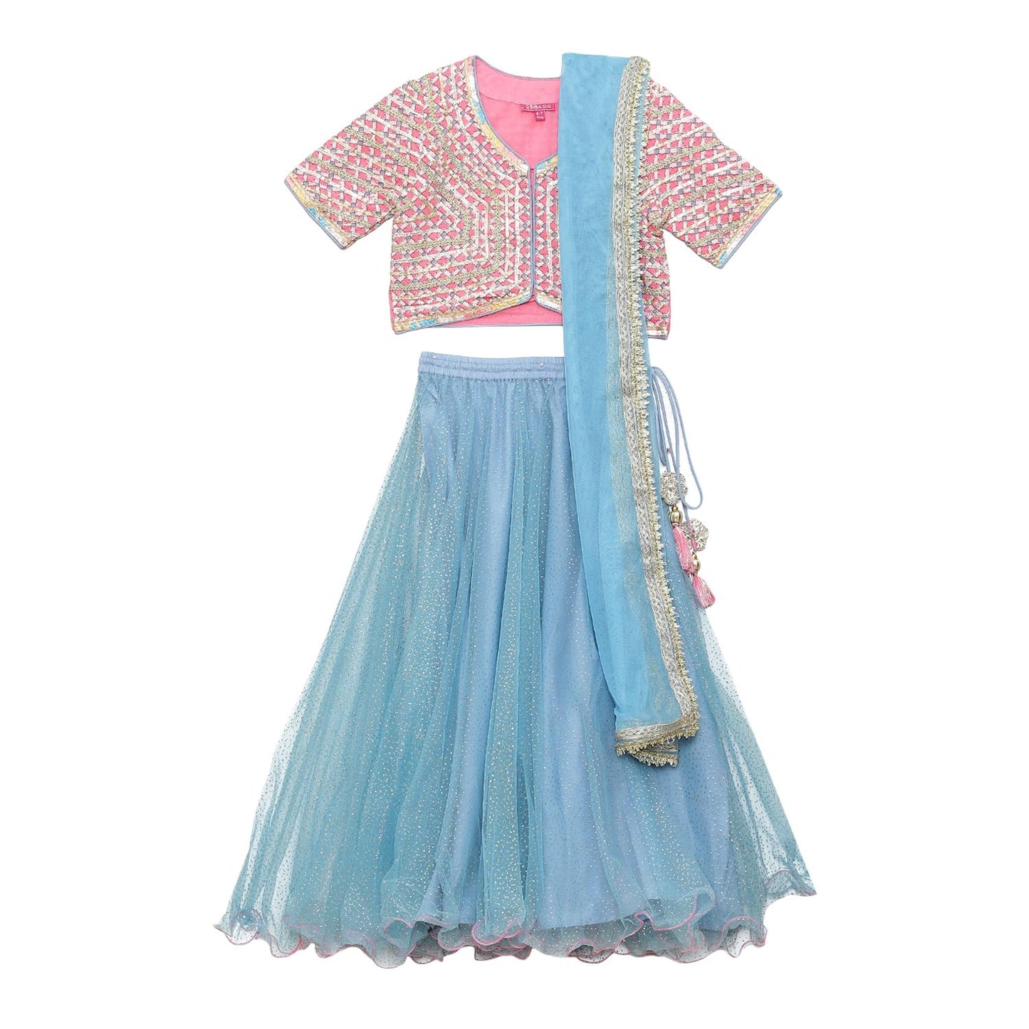 BIBA Girls Cotton Lehenga Set Readymade Pink 11