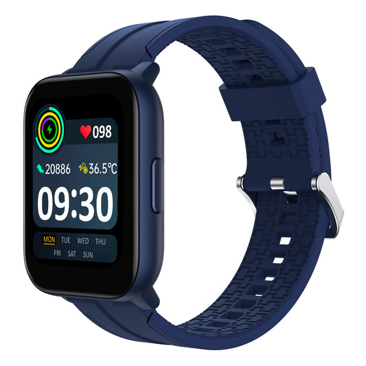 realme Techlife Smart Watch SZ100 1.69" HD Display with SpO2, Heart Rate & Temperature Monitors (Blue Strap, Free Size), RMW2103