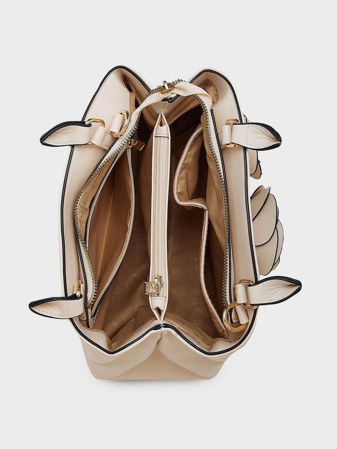 Caprese Bloom Satchel Small Off White Bag for Women with Adjustable & Detachable Strap|Versatile Shoulder, Crossbody Bag for Work, Travel, and Everyday Use, Spacious with Multiple Compartments