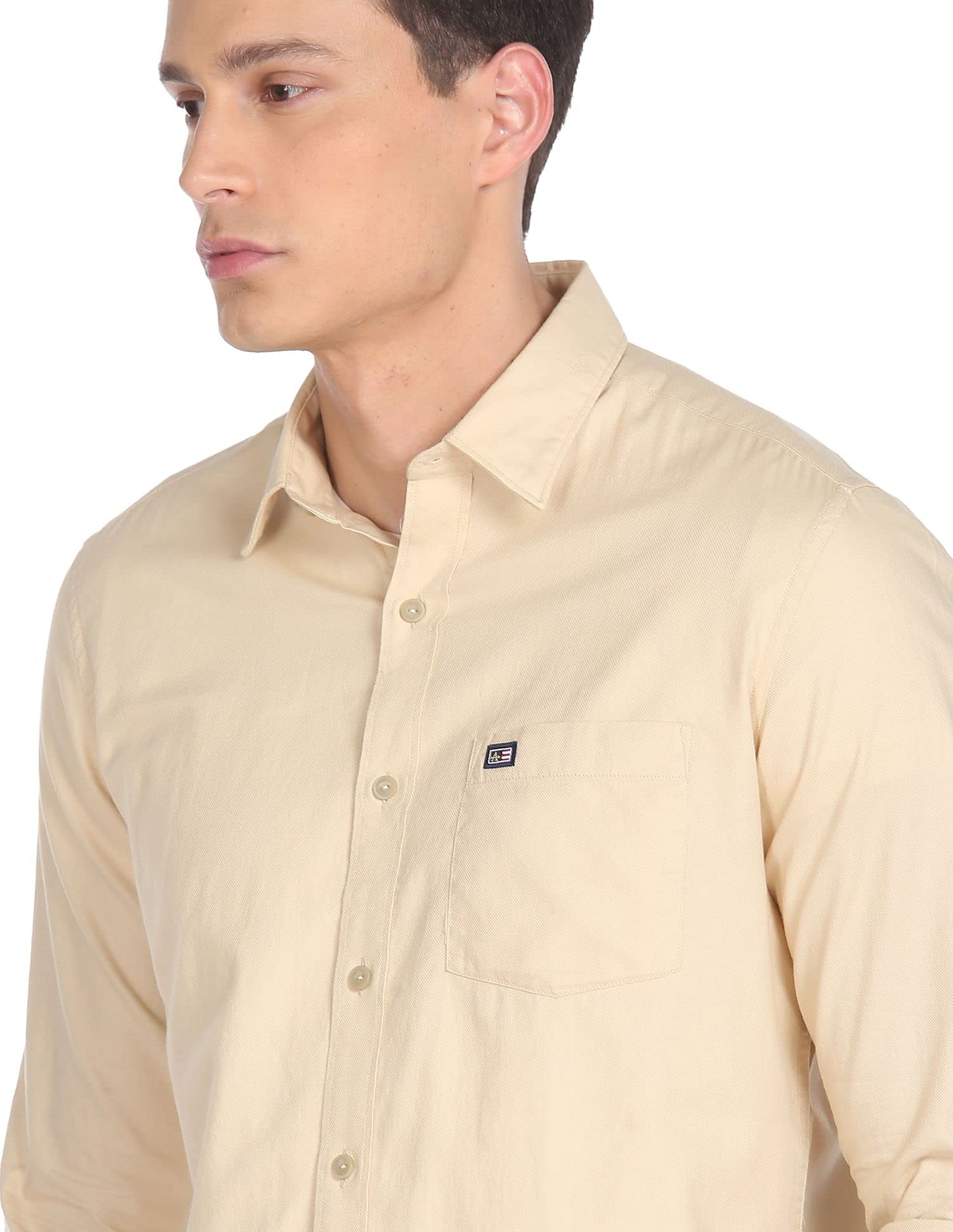 Arrow Men's Solid Slim Fit Button Down Shirt (A22FSBEASSH1492002_Beige 44)