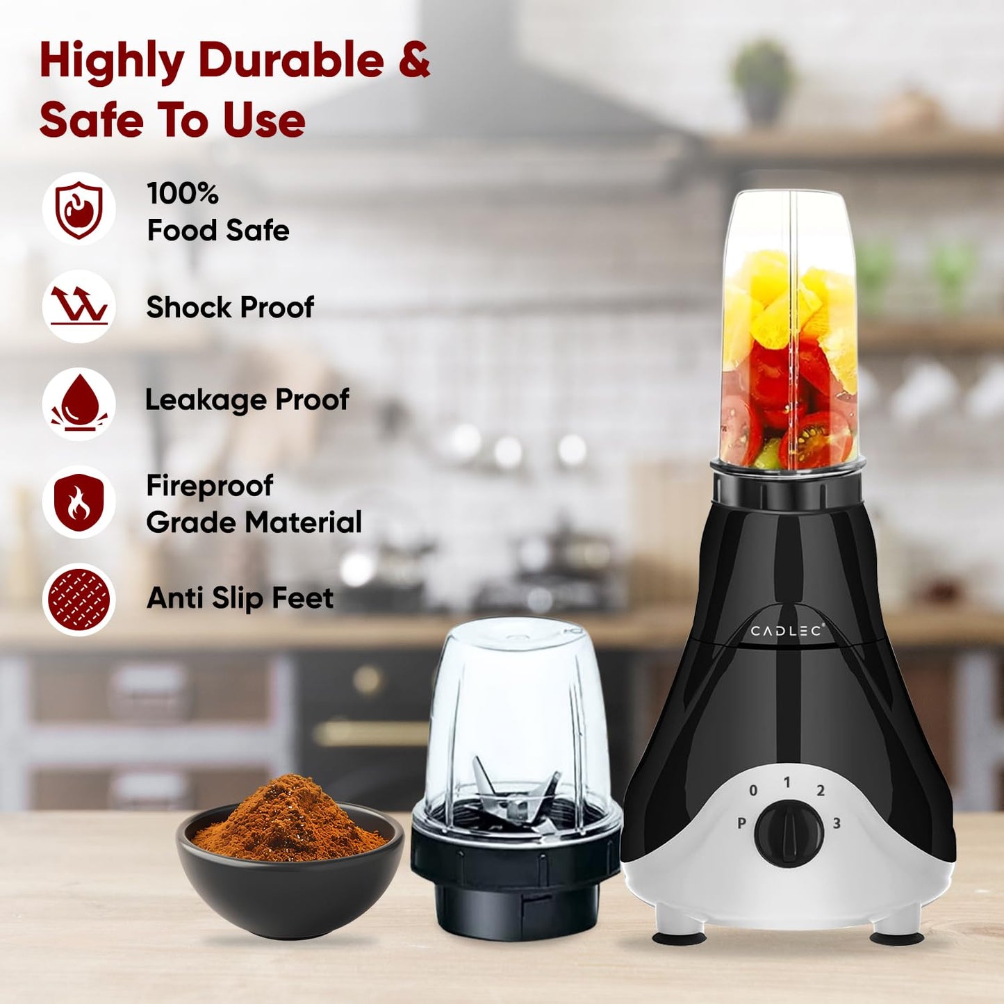 Cadlec Hummer Nutri Copper Juicer Mixer Grinder | 500W Smoothie Maker All-in-1 Juicer & Blender for Juicing, Grinding & Blending | Shockproof ABS Body | 2-Year Warranty