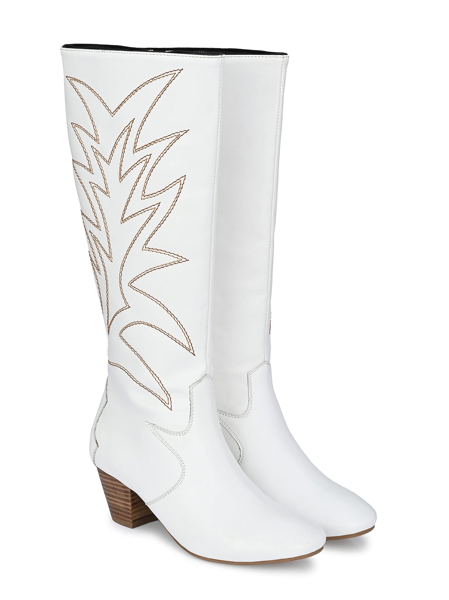 Delize Women's White Cowboy Knee Boots