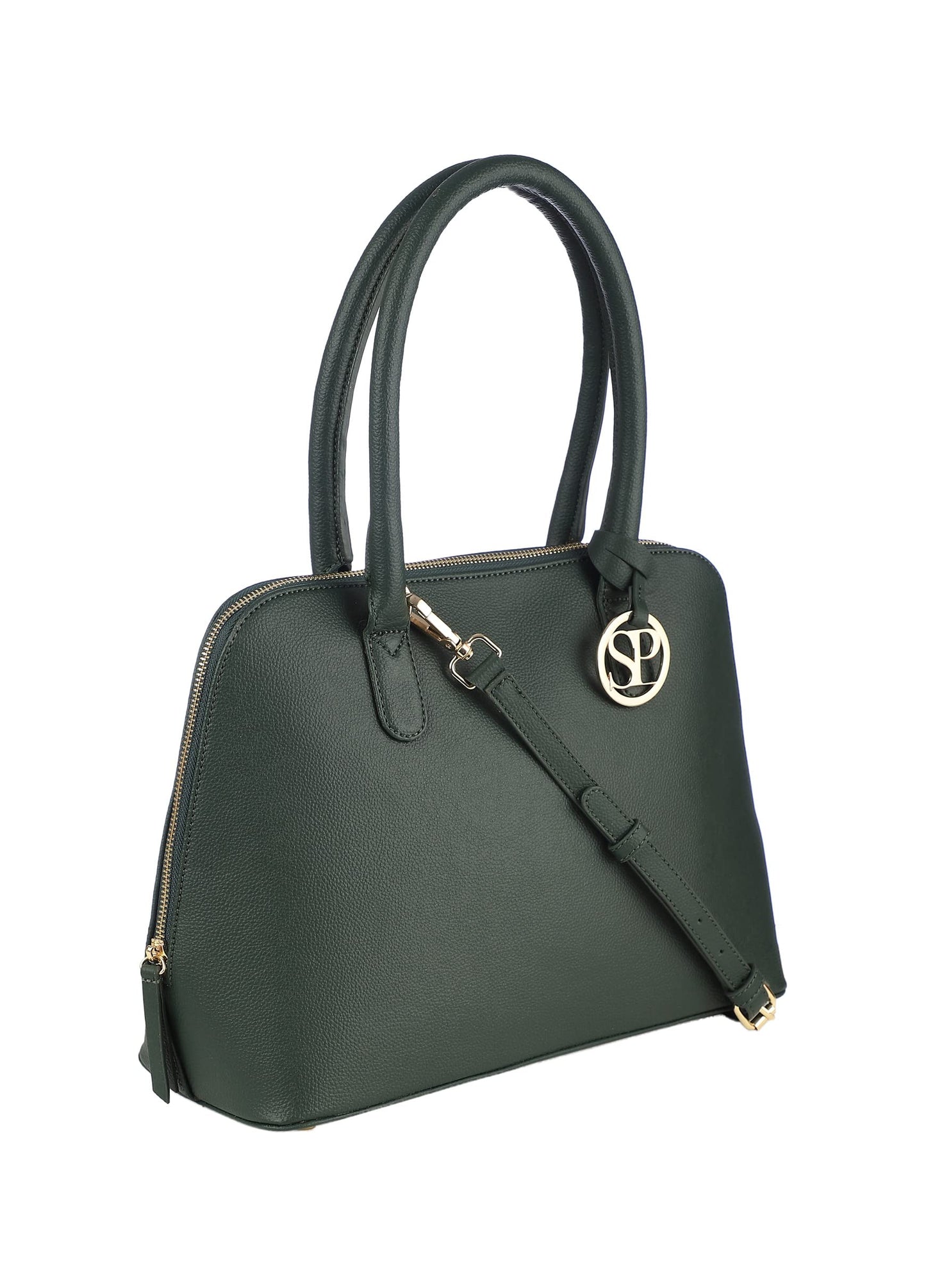 Satya Paul Green Olive Faux Leather Satchel Hand Bag for Women