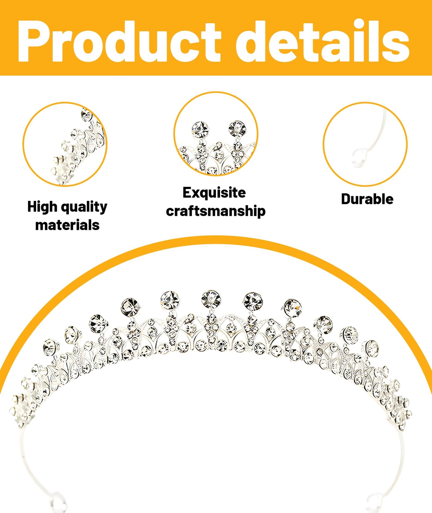 Crown for Girls for Women,Tiara for Women Wedding,Crown for Women QueenAlloy Stylish Headband for Party Wedding Prom Birthday