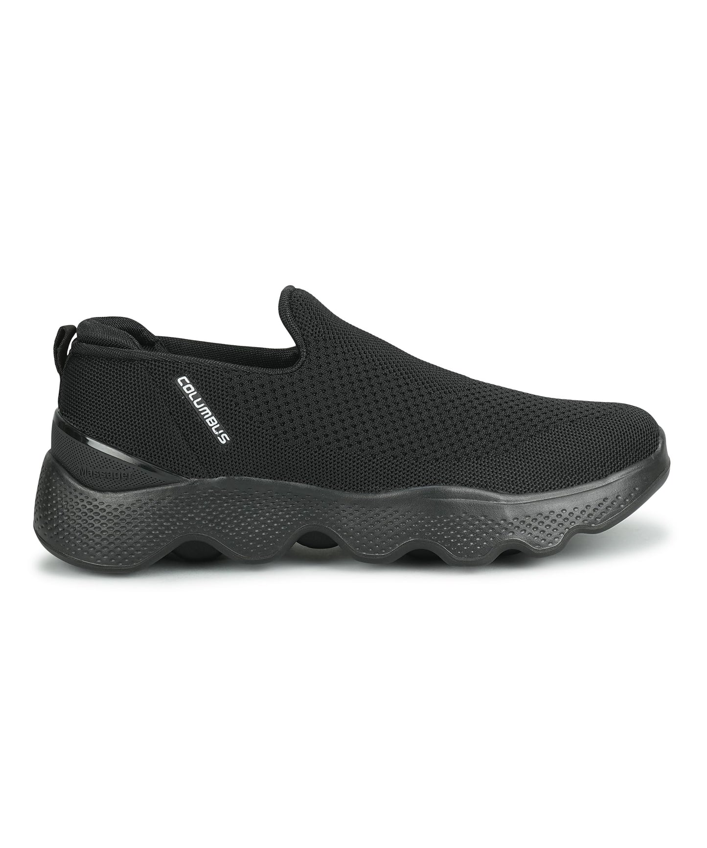 Columbus MASSAGER-01 Sports Shoes - Running Shoes|Walking Shoes| Training & Gym Shoe | Outdoors Shoe for Men (Black & Silver),UK-7
