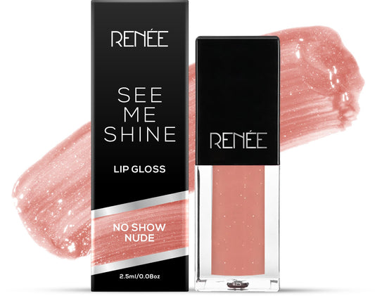 RENEE See Me Shine Lip Gloss - No Show Nude 2.5ml, Non Sticky Glossy & Non Drying Formula, Moisturizing Effect, Compact and Easy to Carry