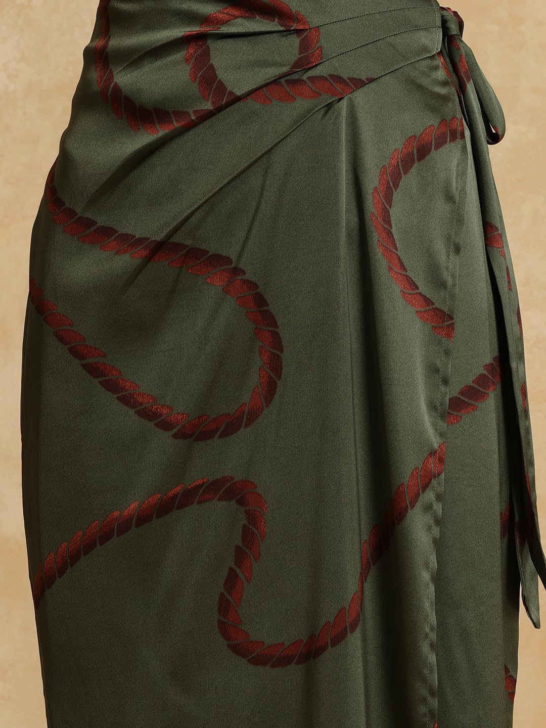 Kazo Yana Printed Skirt for Women Olive