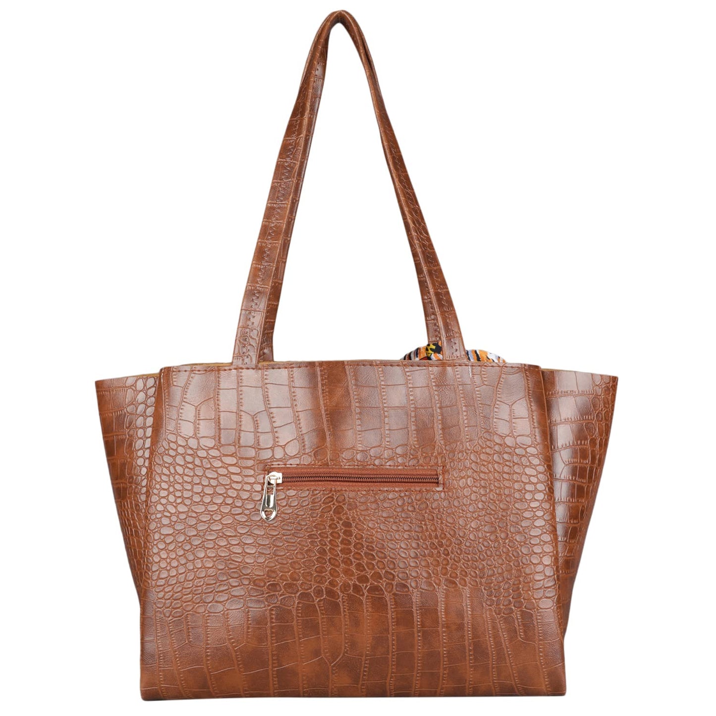 MINI WESST Women's Brown Textured Pattern Tote bags for Office and College (Dimension(LxBxD): 25 cmx32 cmx16 cm)