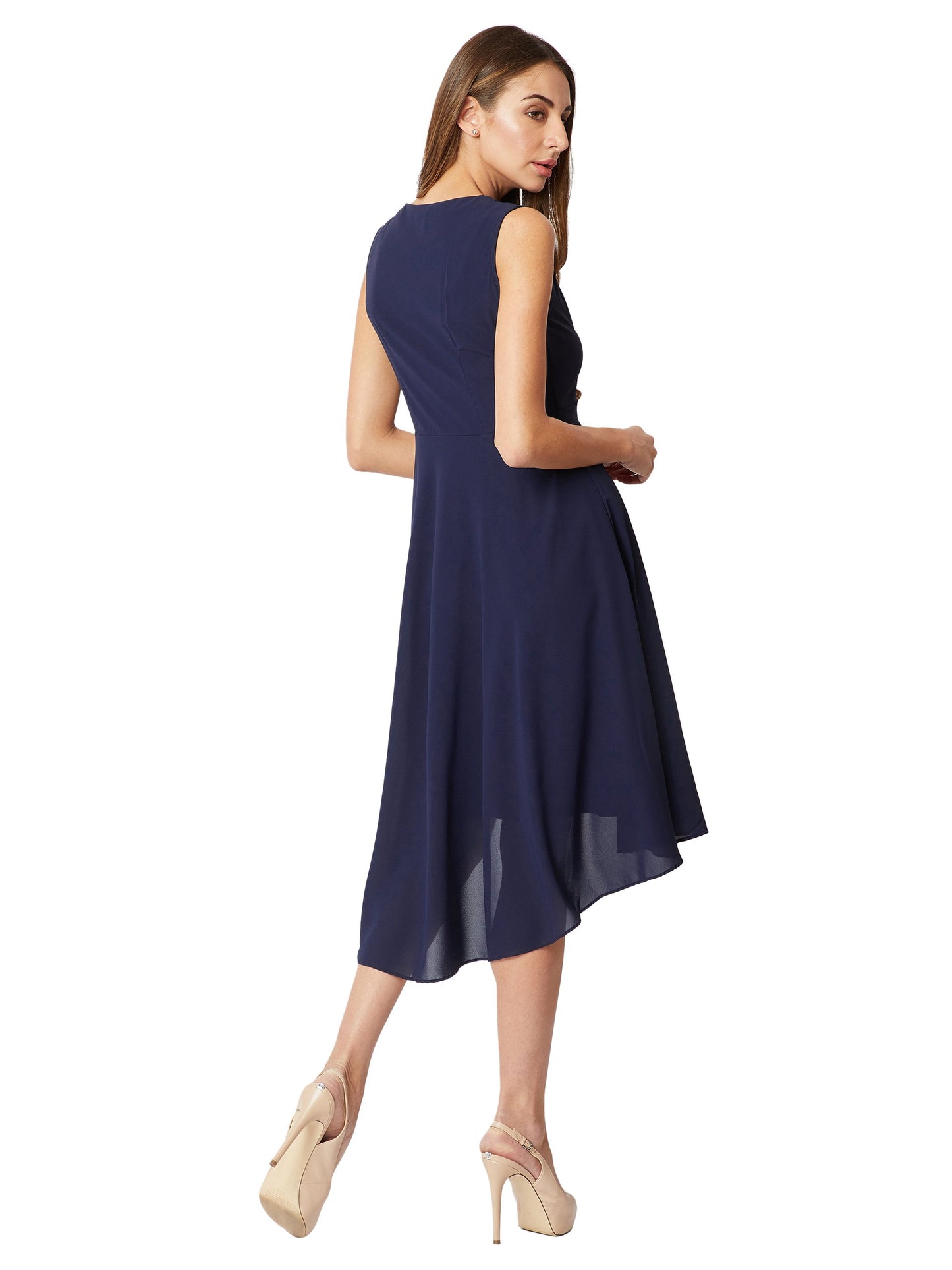 Miss Chase Women's Georgette Skater Dress(MCSS18D10-73-71-02,Navy Blue,X-Small)