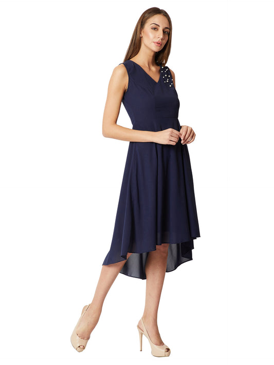 Miss Chase Women's Georgette Skater Dress(MCSS18D10-73-71-02,Navy Blue,X-Small)