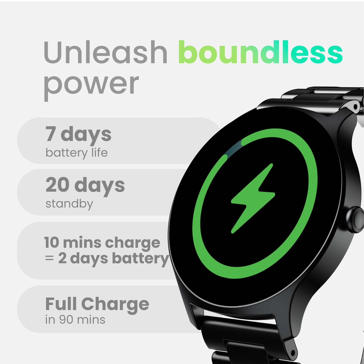 GOBOULT Rover Pro Smart Watch 1.43'' AMOLED, Free Straps, Bluetooth Calling, IP68, Zinc Alloy Frame, 1000 Nits Brightness, AI Voice Assistant, SpO2, 120+ Sports Mode Smartwatch (Metal Black)