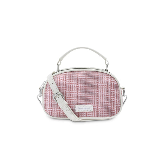 Fastrack Women's Basketweave Dual Compartment Sling Bag | Detachable Adjustable Sling, Dual Zip Compartments, Inner Utility Pockets | 6 Months Warranty