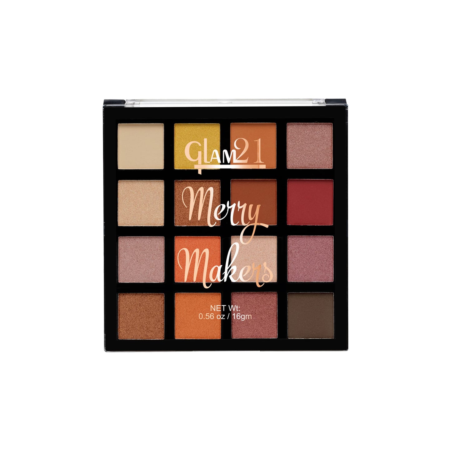Glam21 Merry Makers Eyeshadow Palette | 16 Highly Pigmented Shades | Seamless Blending| Long-Staying | 16 gm - Shade-02
