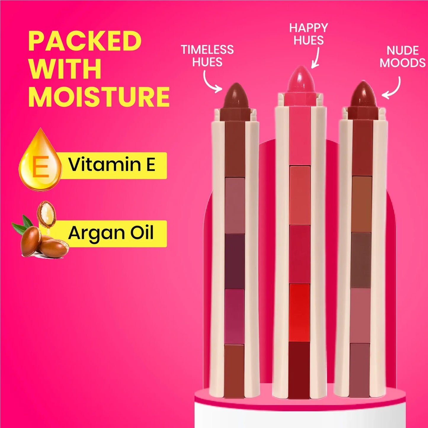 NY Bae 5 in 1 Lipstick - Nude Moods 02 (6.5g) | Lip Crayon | Nude Pink and Brown Shades | Natural Finish | Lip and Cheek Tint | Eyeshadow | Lipstick | Bronzer | Travel Kit | Multi-stick