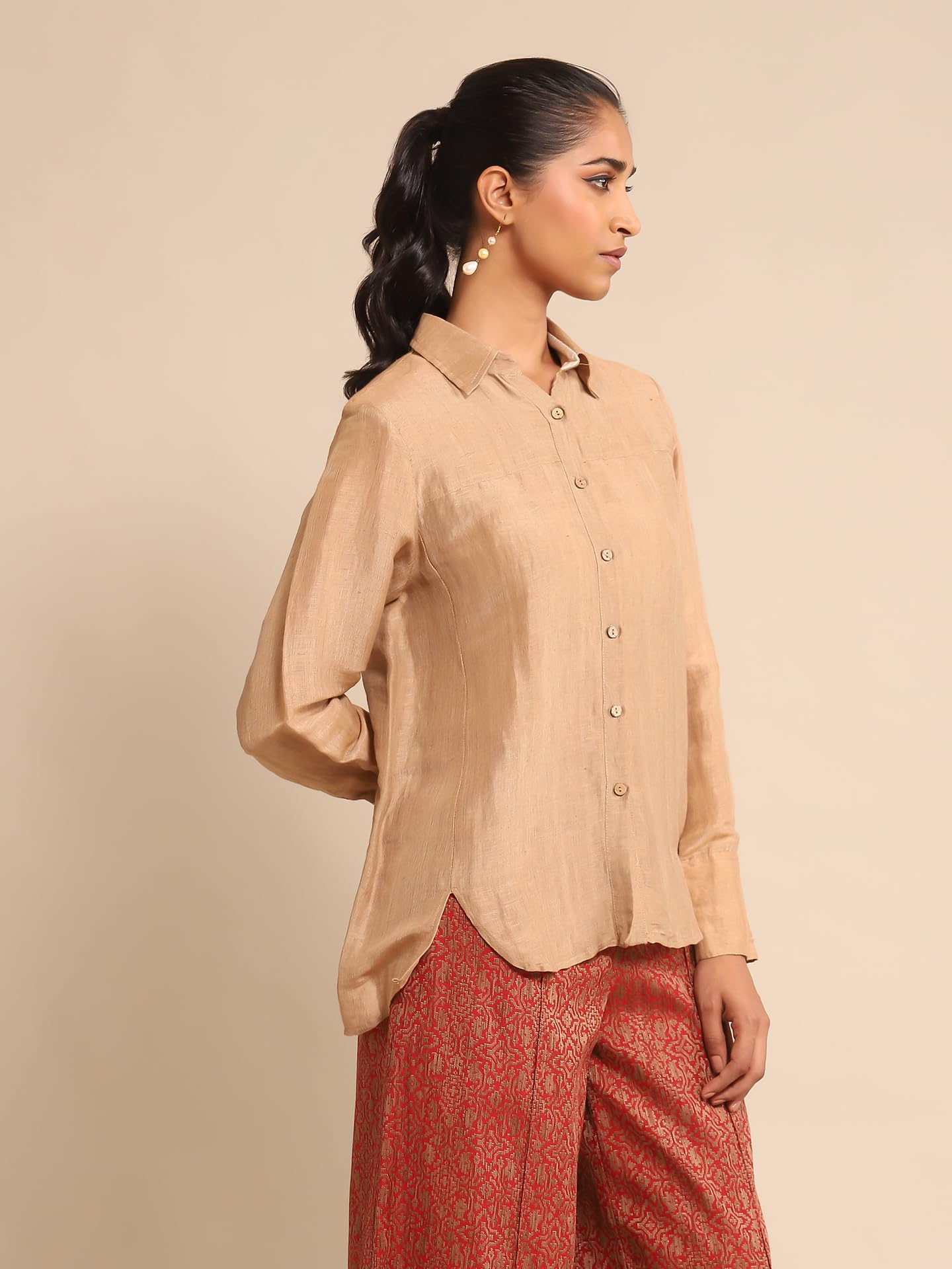 Ritu Kumar Beige Silk Shirt