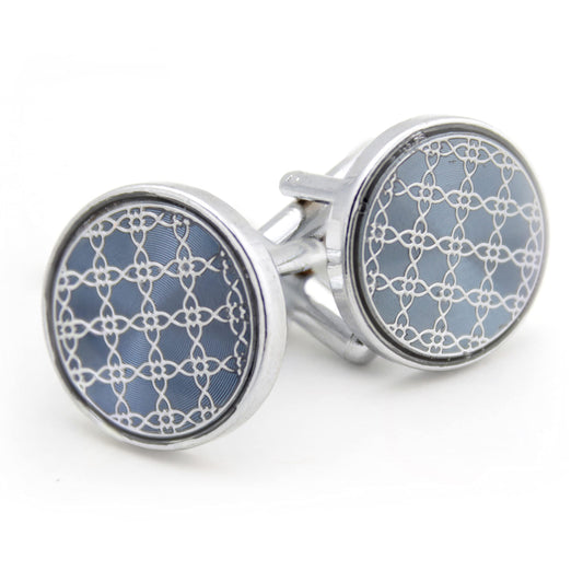 Kavove The Chain Quest Blue & Silver Cufflink For Men
