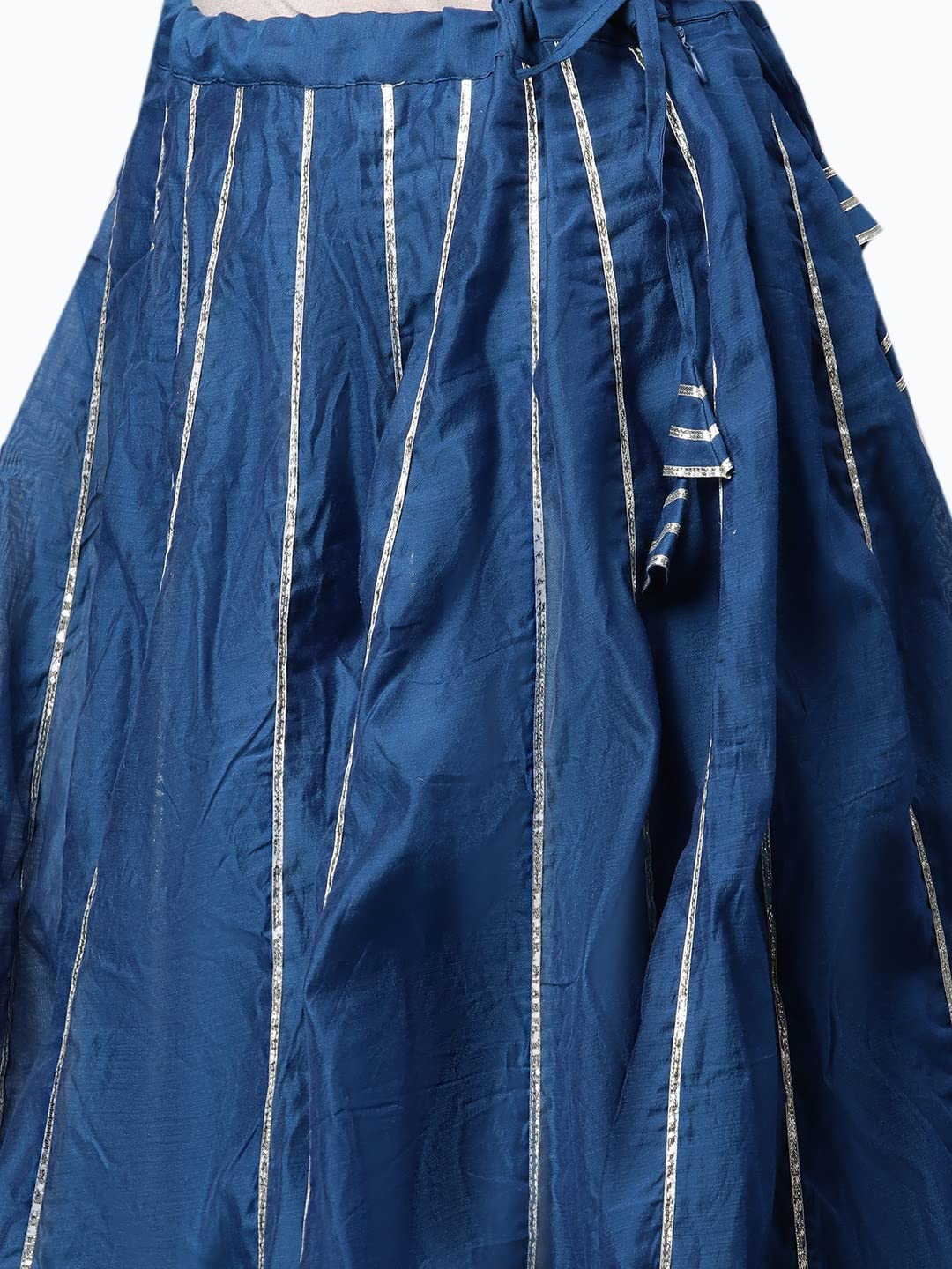 Divena Blue Solid Chenderi Kurta Skirt Set with Dupatta-DK0739-5XL