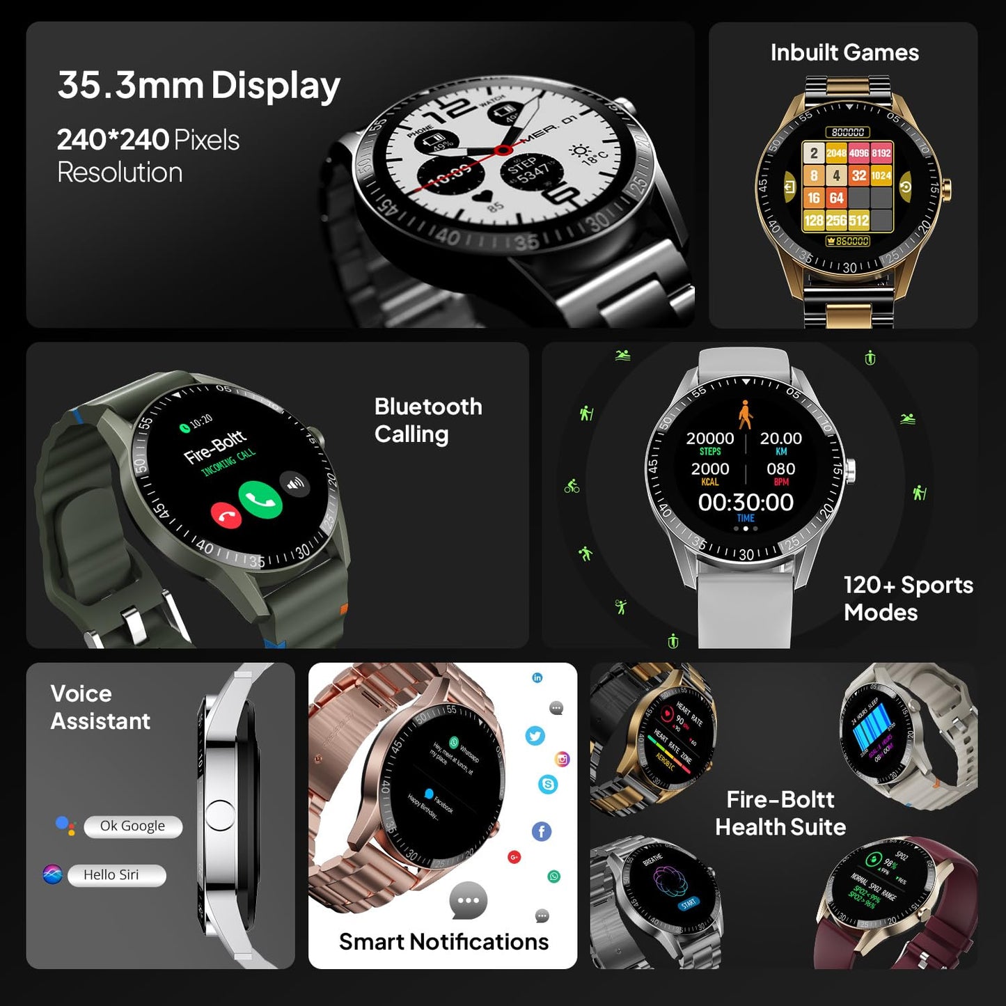 Fire-Boltt Talk Bluetooth Calling Smartwatch, 1.39" TFT Display with Dual Button, Hands On Voice Assistance, 120 Sports Modes, in Built Mic & Speaker (Talk, Green Wave)