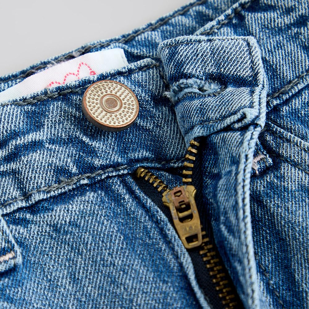 Hopscotch Girls High Rise Solid Print Denim Cargo Jeans