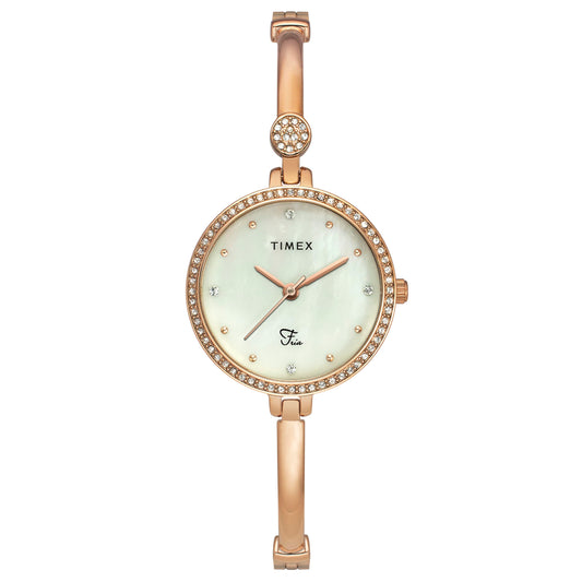 TIMEX Fria Women Off White Round Analog Watch - TWEL18402