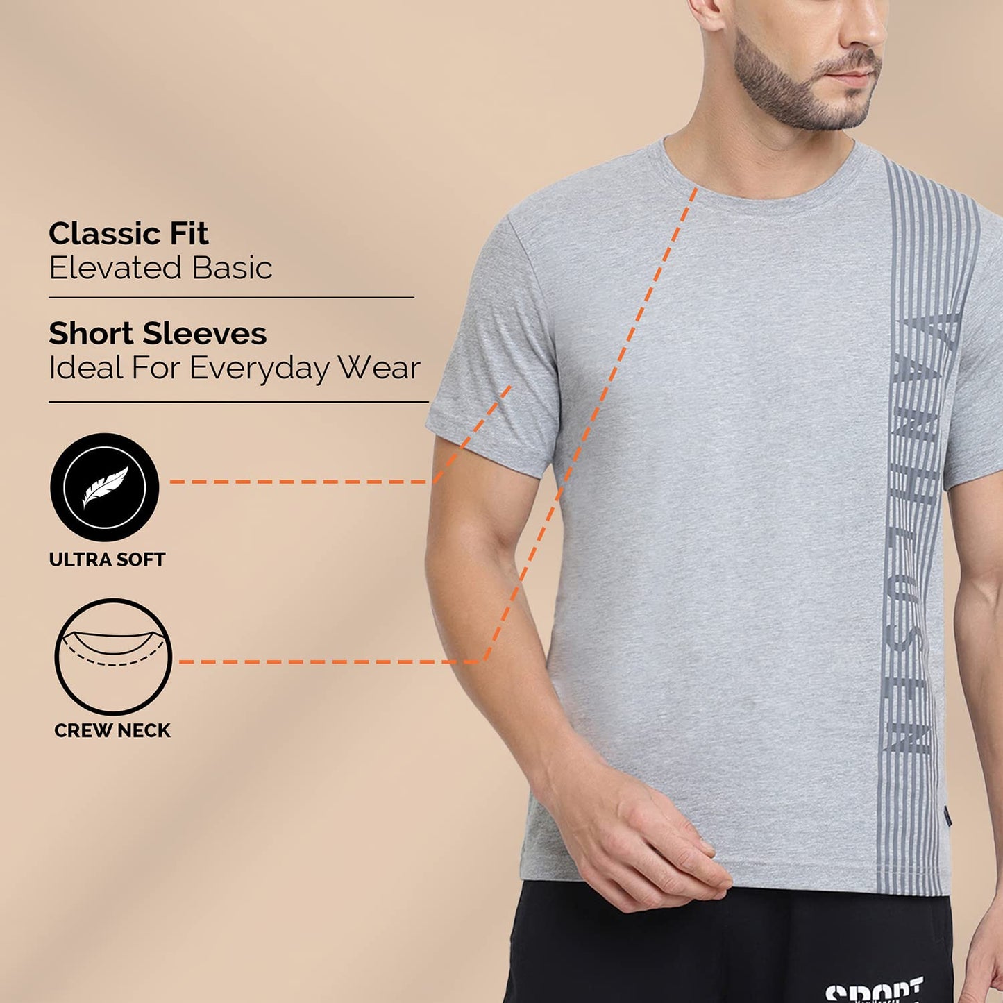 Van Heusen Men Athleisure Ultra Soft T-Shirt - Crew Neck, Short Sleeve_60044_Black_L