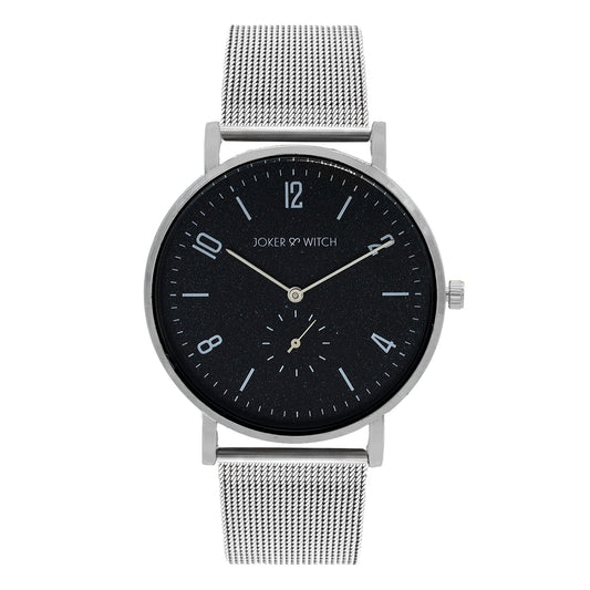 Joker & Witch Noel Classic Black DIAL Silver MESH Men's Watch