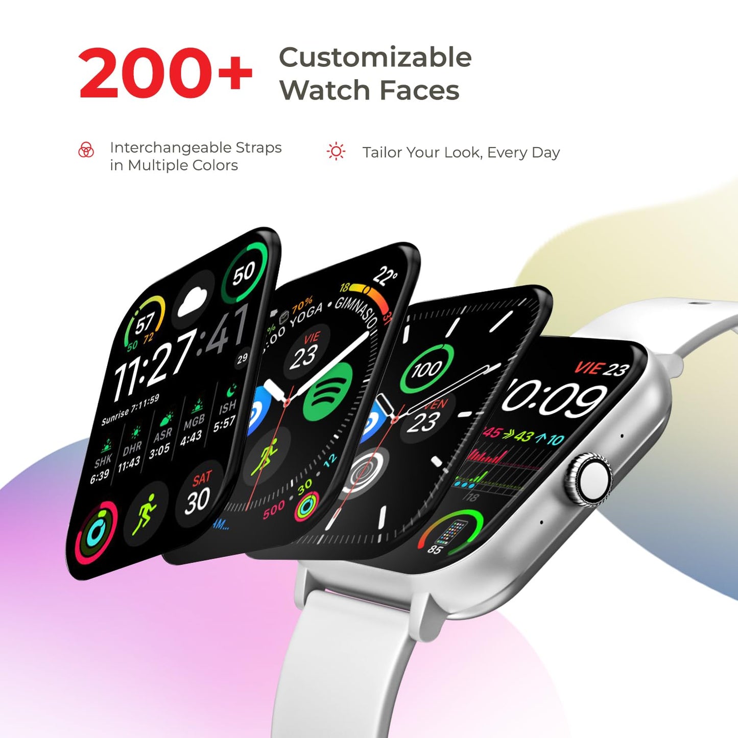 Nervfit Newly Launched Vibe Smartwatch with 1.85" LED Display | Bluetooth Calling | Waterproof | Heart Rate & SpO2 Tracking | Sleep & Stress Monitor | 5-Day Battery | Sports Modes (Cloud Grey)