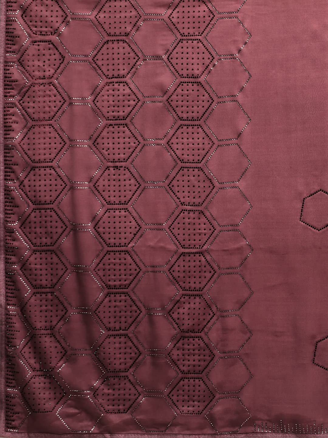 Rekha Maniyar Women's Heavy Swaroski Work Fancy Satin Magenta Saree With Unstitched Blouse Piece (MAGENTA)