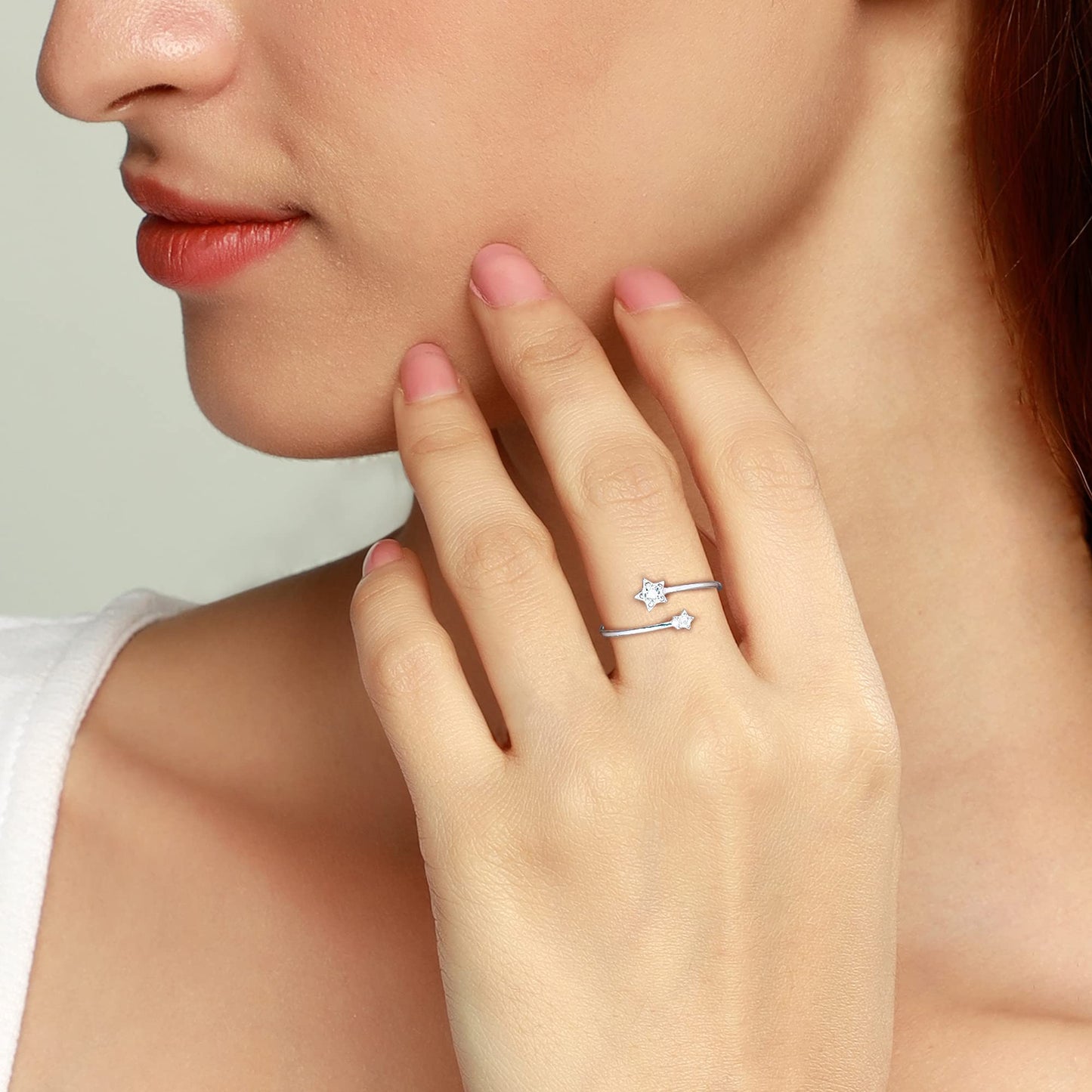 GIVA 925 Silver Dual Star Ring, Adjustable | Valentine Gift for Girlfriend Wife Women & Girls | With Certificate of Authenticity and 925 Stamp | 6 Month Warranty*