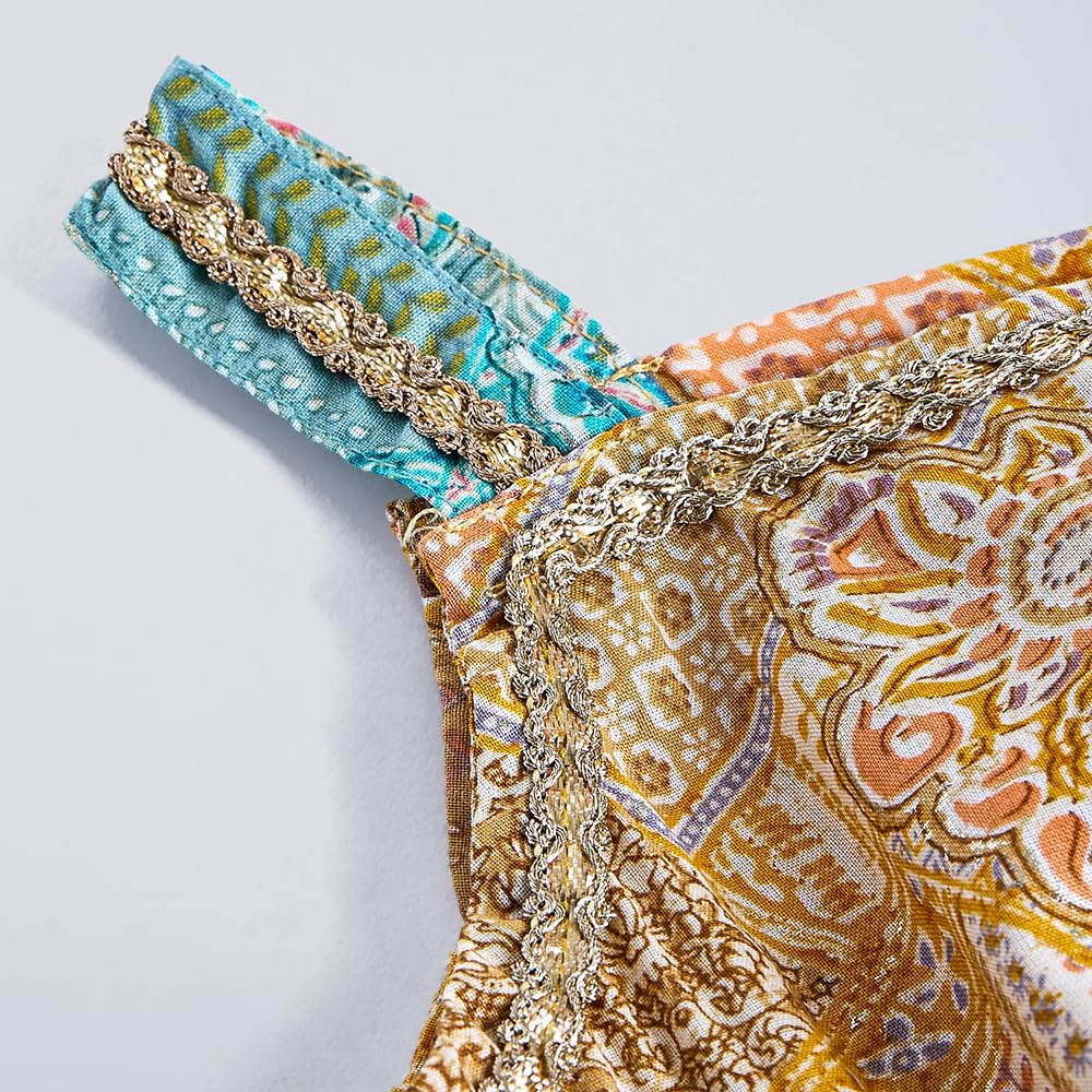 Hopscotch Girls Sleeveless Blue 2-Pc Lace Embellished Cotton Lehenga Choli Set For Ages (6-12 Months)