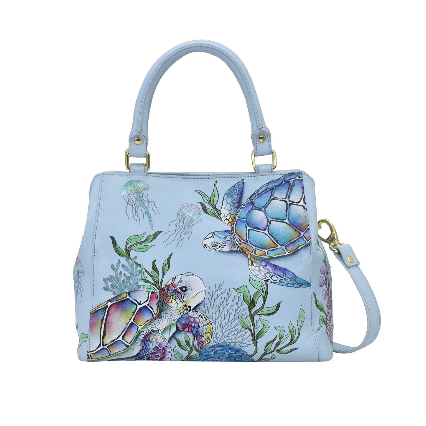 Anuschka Women’s Hand-Painted Genuine Leather Multi Compartment Satchel - Underwater Beauty