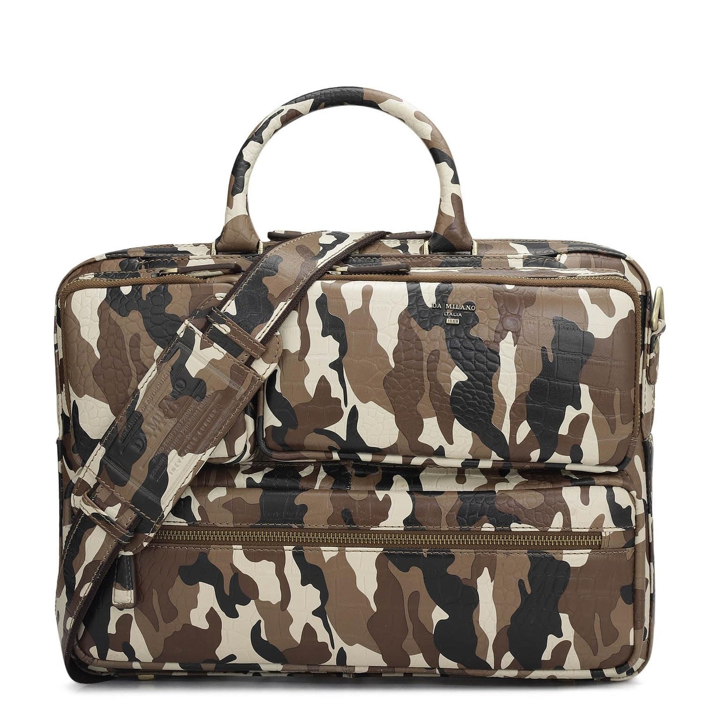 Da Milano Leather Laptop Bag for Men & for Women - Fits Upto 15" Laptop - Brown & Black