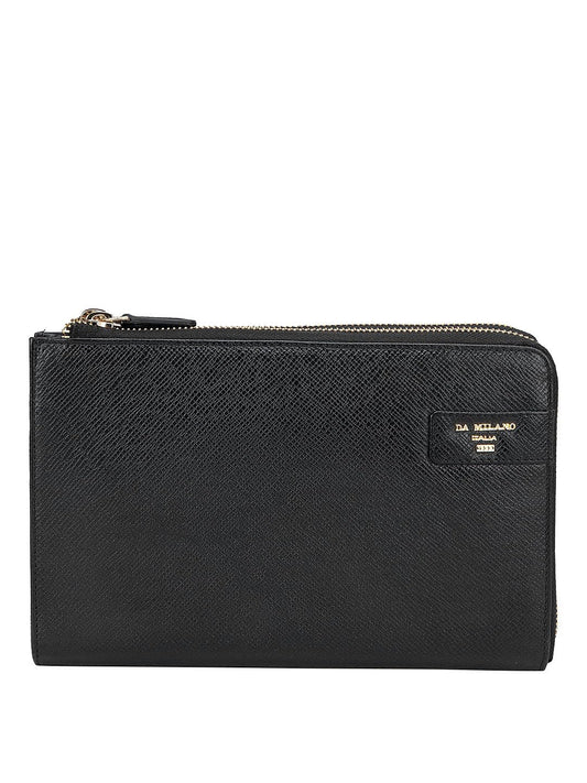 Da Milano Genuine Leather Black Multi Pouch (4420C)