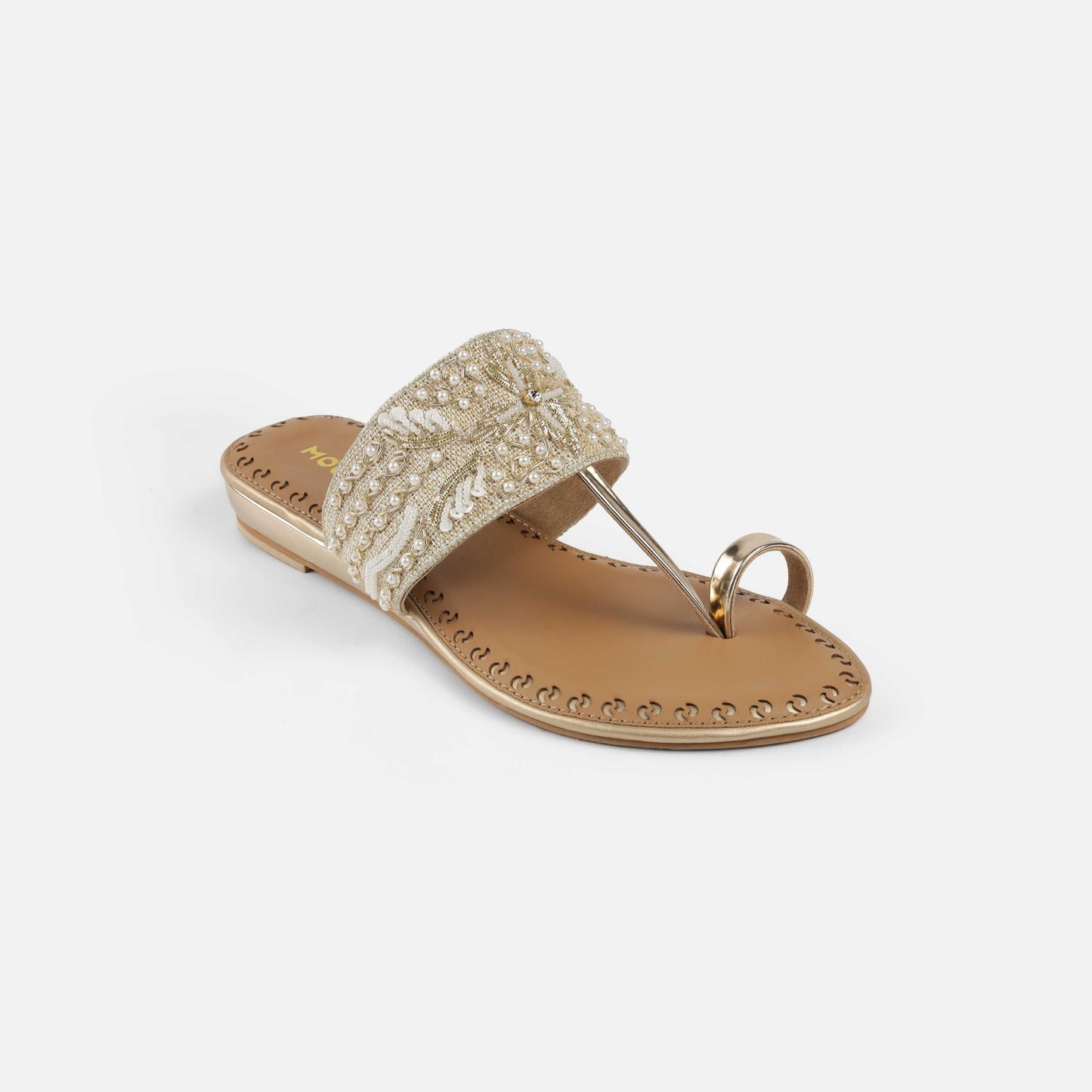 Mochi Women Gold Chappals UK/4 EU/37(35-2114)