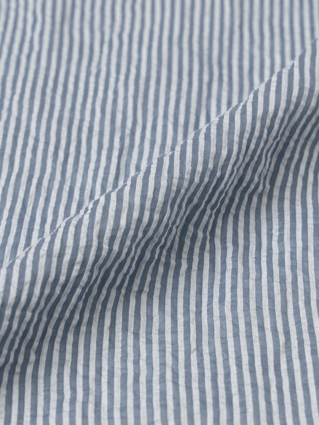 The Souled Store Stripe Shirt: Shadow Women and Girls Full Length Sleeves Collared Light Blue and White Vertical Striped Woven Viscose Relaxed Fit Ruffled Lightweight Everyday Shirt