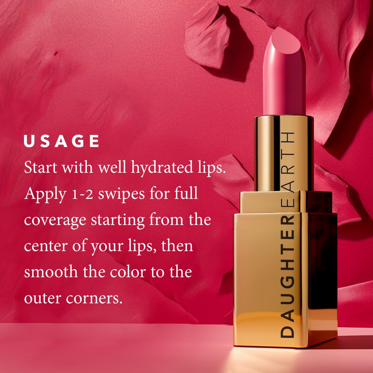 DAUGHTER EARTH Midnight Mocha Natural Lipstick | Vegan Plant Based Highly Pigmented Lip Color | Creamy Velvet Phytonutrient Lip Stick With Vitamin E & Bakuchiol | Natural With UV Protection | 4g