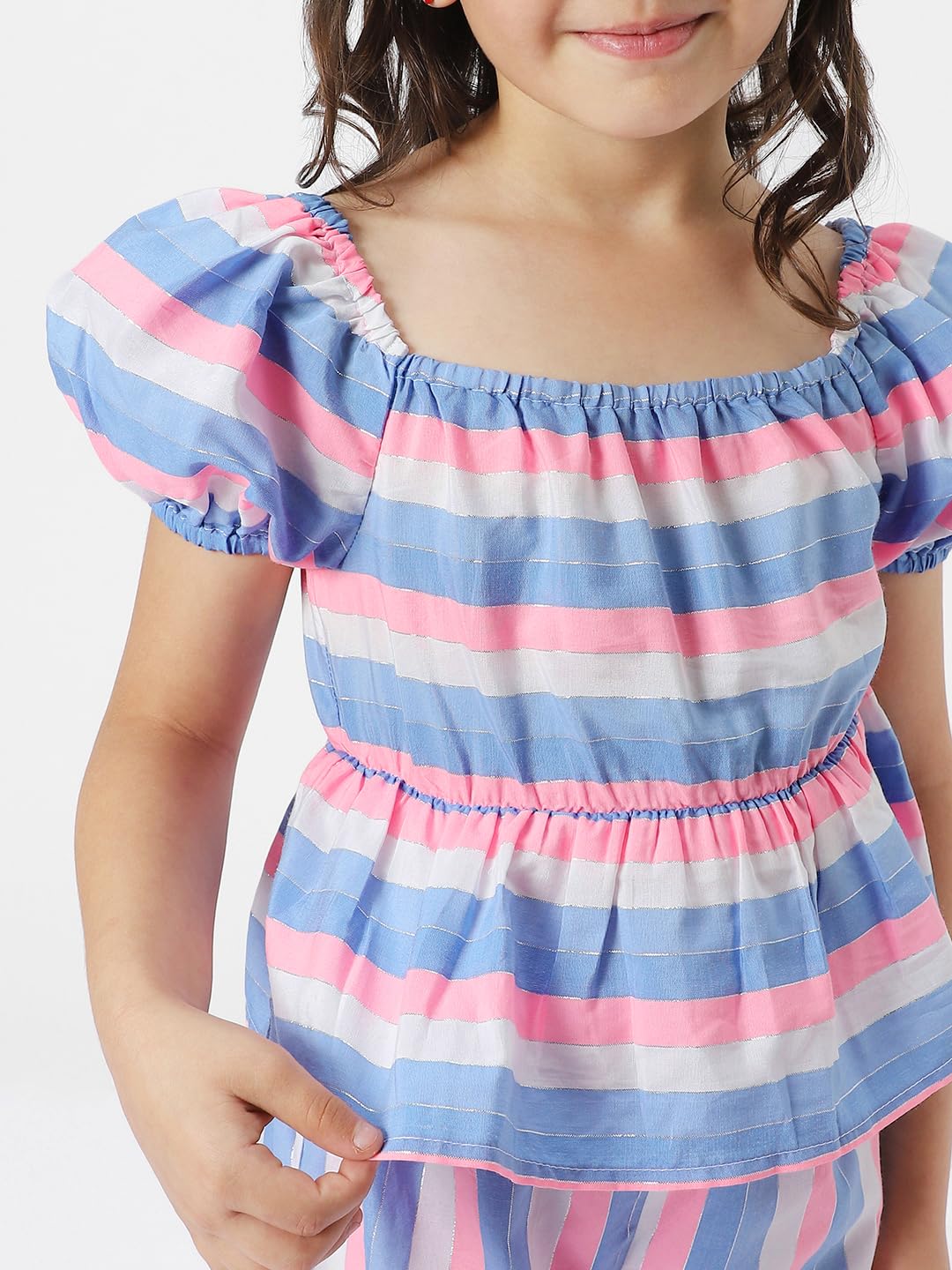 Nauti nati Girls' Striped Cotton Top and Bottom Combo