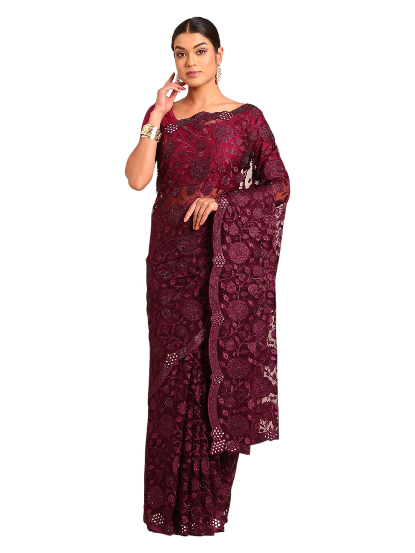 MOHEY Embroidery|Stone Work Saree for Women